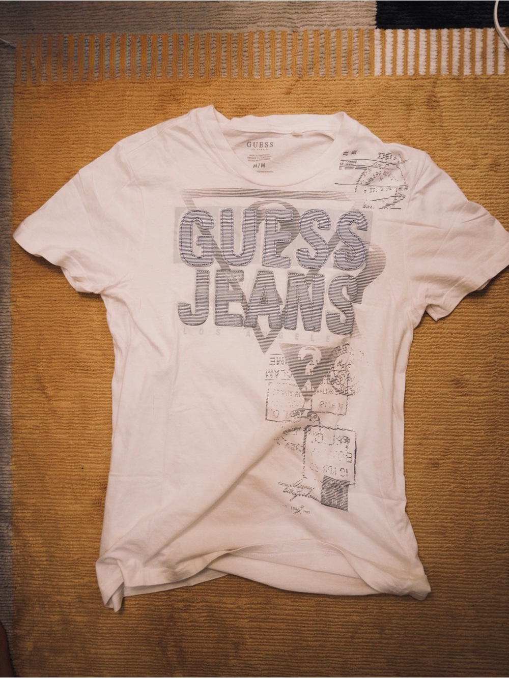 Guess White Tee with Gray 'GUESS JEANS' Graphic